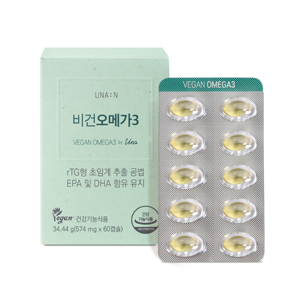 <b>휴럼</b> 비건 오메가3 574mg x 60캡슐, 3개