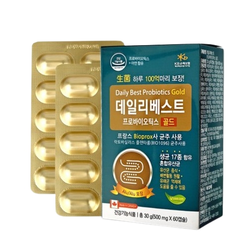 <b>데일리</b>베스트 <b>프로바이오틱스</b> 골드 500mg x 60캡슐, 2개