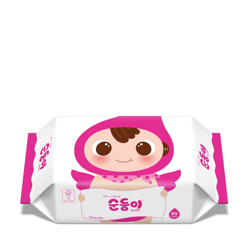 순둥이 베이직 물티슈 리필형 80매, 20개