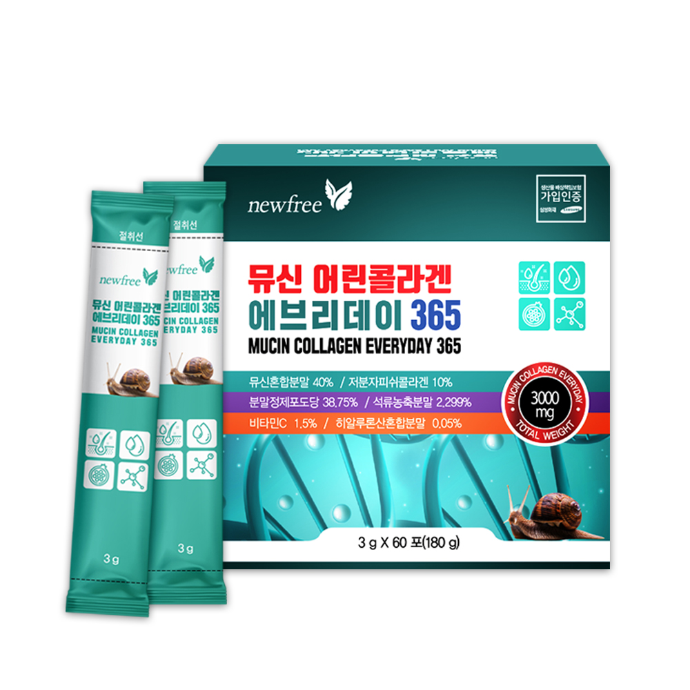뉴프리 뮤신 콜라겐 에브리데이 365 3g x 60포, 6개