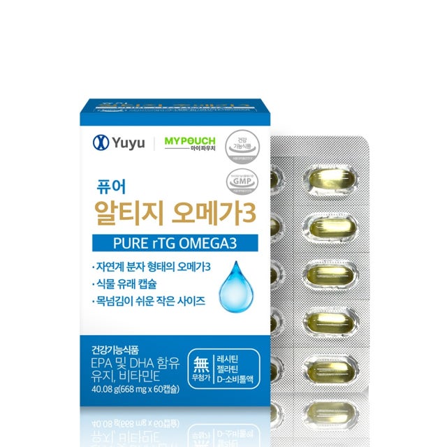 마이파우치 퓨어 알티지 <b>오메가3</b> 668mg x 60캡슐, 1개