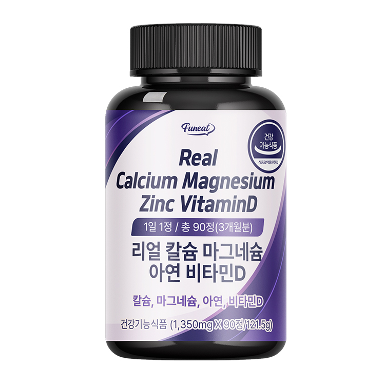 퍼니트 리얼 칼슘 마그네슘 아연 비타민D 1350mg x 90정, 4개