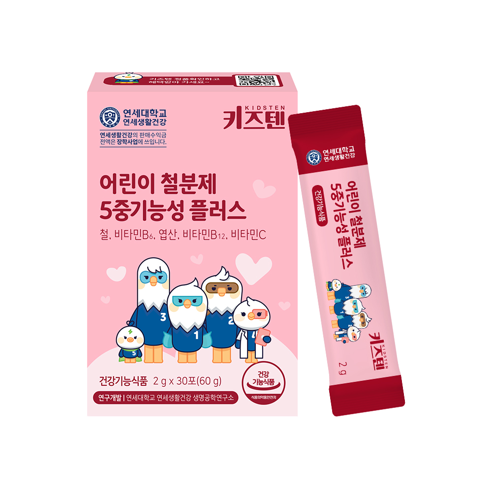 키즈텐 어린이 <b>철분</b>제 5중기능성 플러스 2g x 30포, 4개
