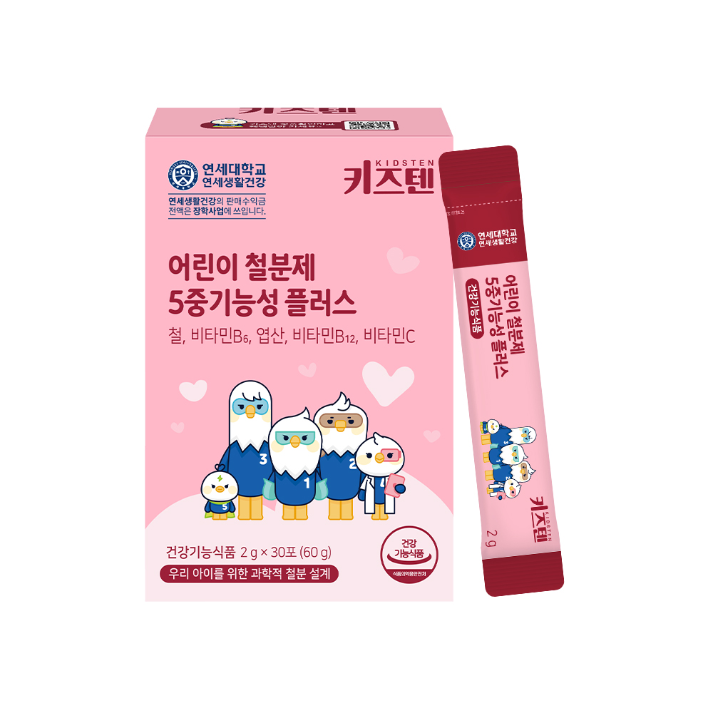 키즈텐 어린이 <b>철분</b>제 5중기능성 플러스 2g x 30포, 4개