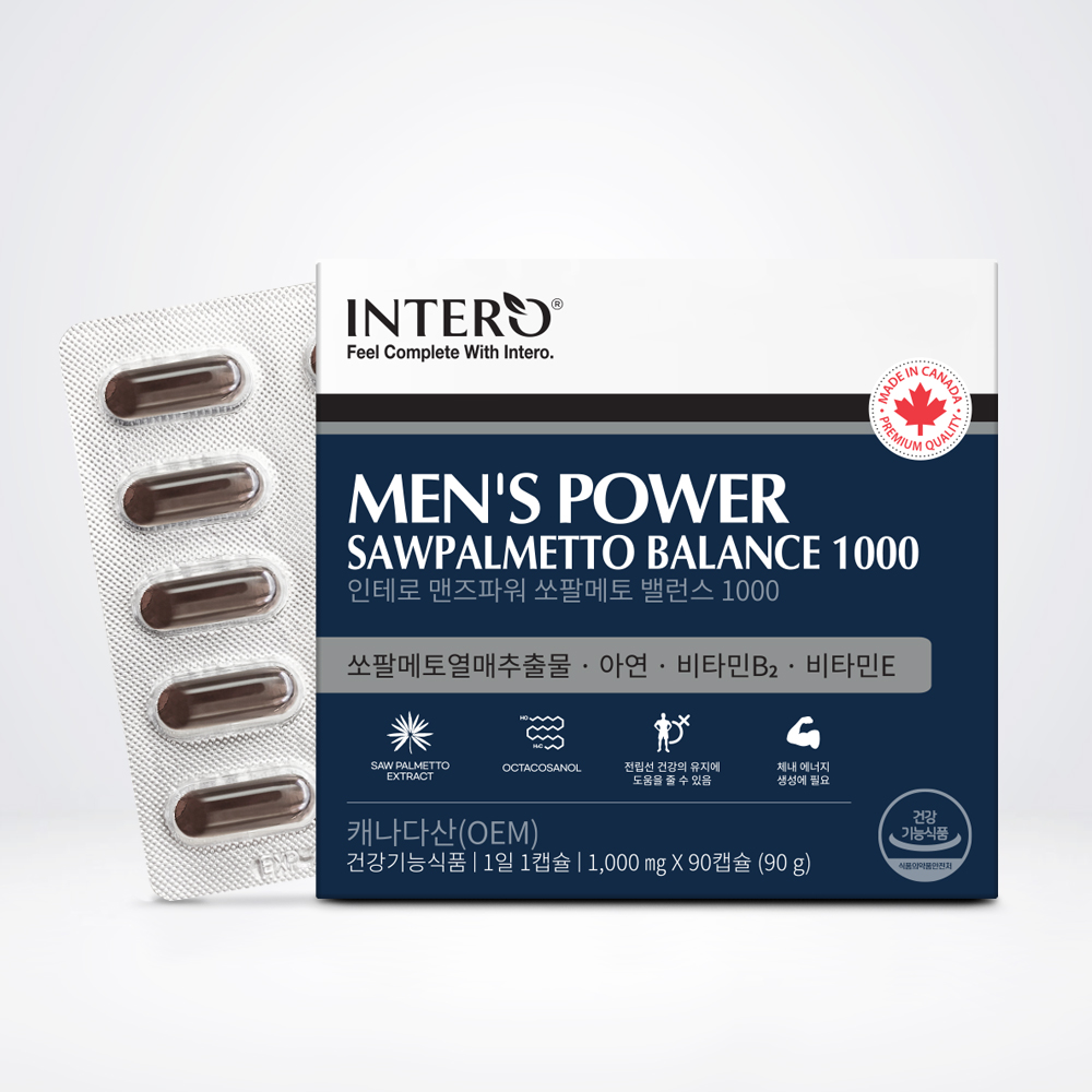 인테로 맨즈파워 쏘팔메토 밸런스 1000mg x 90캡슐, 1개