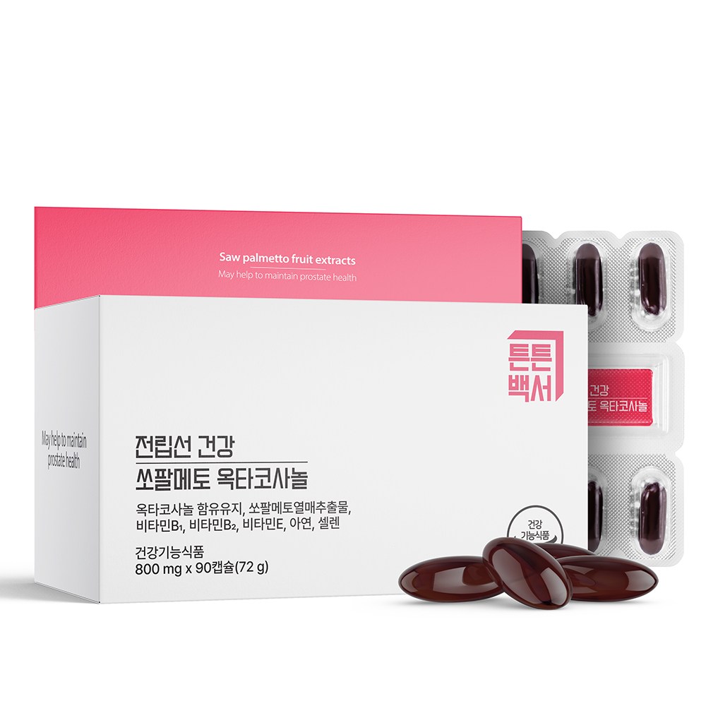 튼튼백서 <b>전립선</b> 건강 쏘팔메토 옥타코사놀 800mg x 90캡슐, 1개