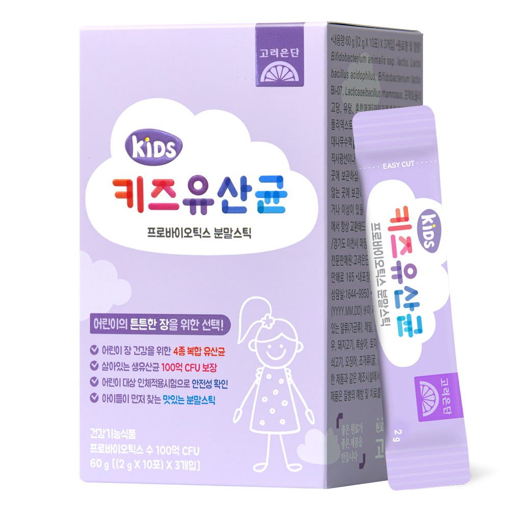 <b>고려은단</b> 키즈 유산균 프로바이오틱스 분말스틱 2g x 30포, 3개