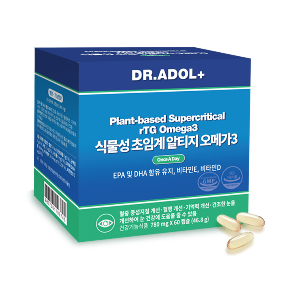닥터아돌 식물성 초임계 알티지 <b>오메가3</b> 780mg x 60캡슐, 1개