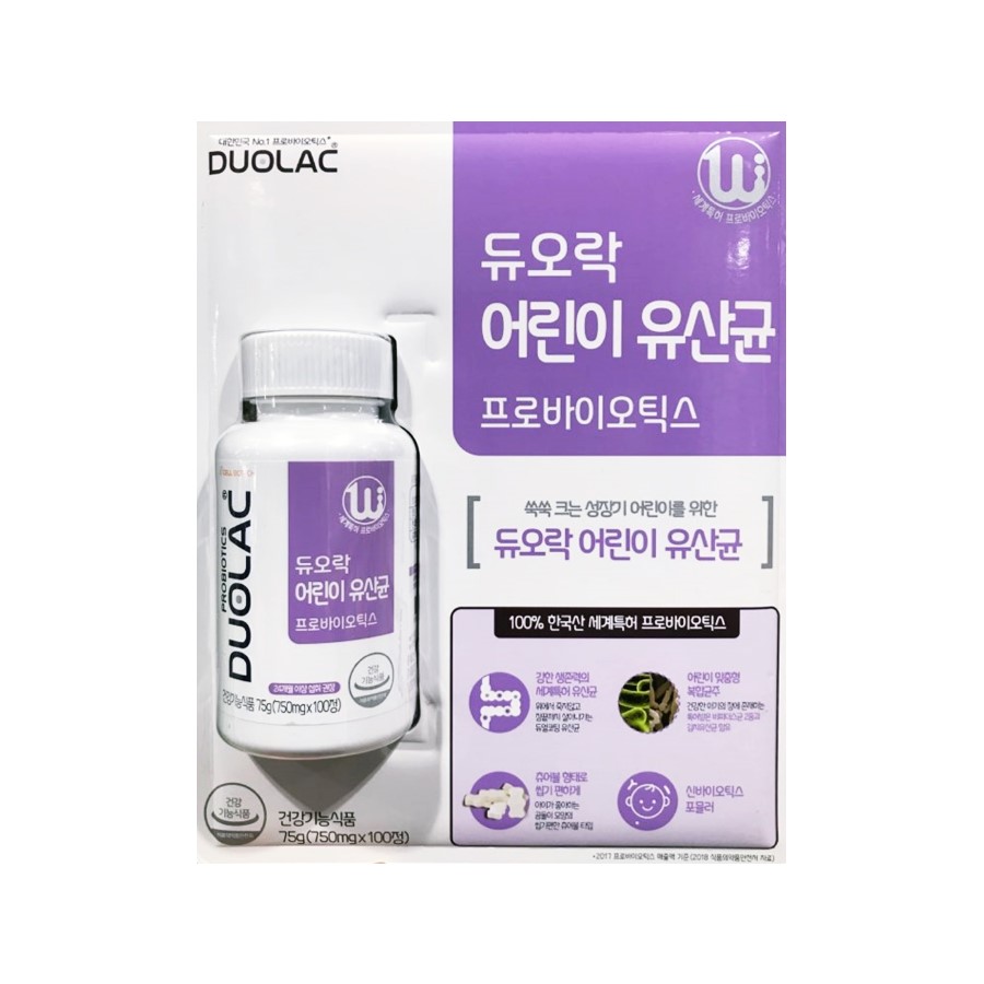 듀오락 어린이 유산균 750mg x 100정, 1개