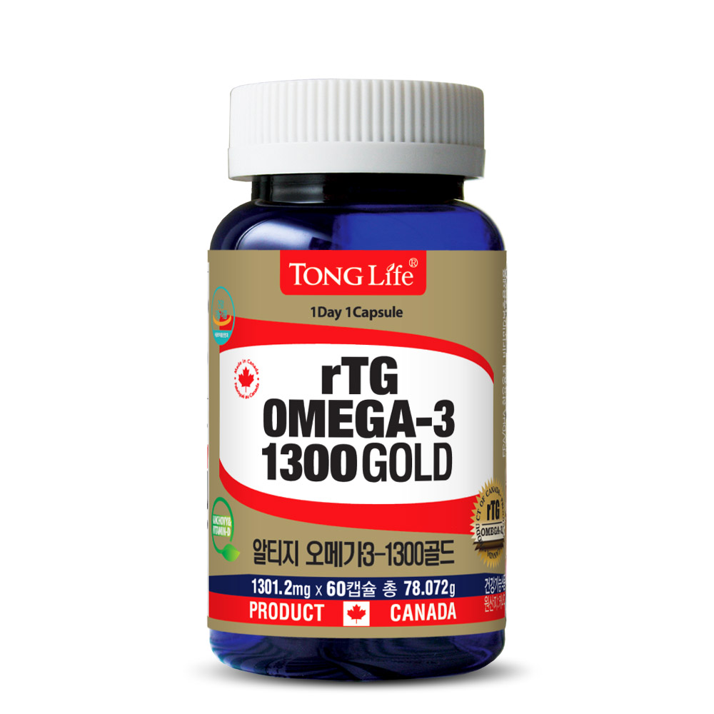 통라이프 알티지 <b>오메가</b>3 <b>골드</b> 1300 1301.2mg x 60캡슐, 1개