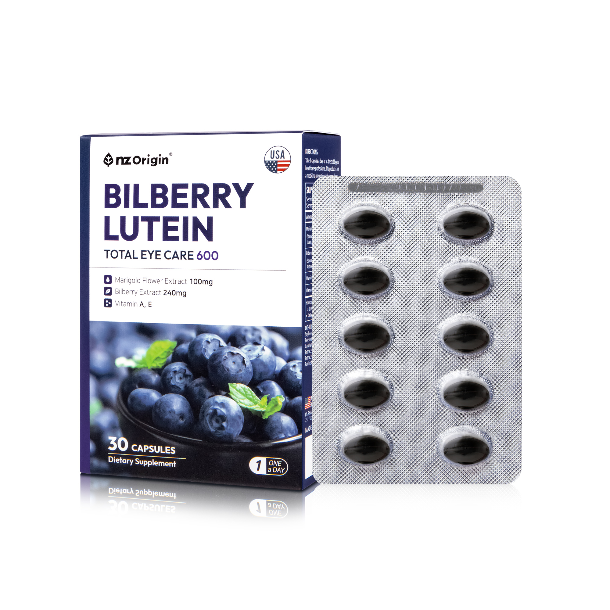 엔젯오리진 <b>빌베리</b> <b>루테인</b> 토탈 아이케어 1000mg x 30캡슐, 3개