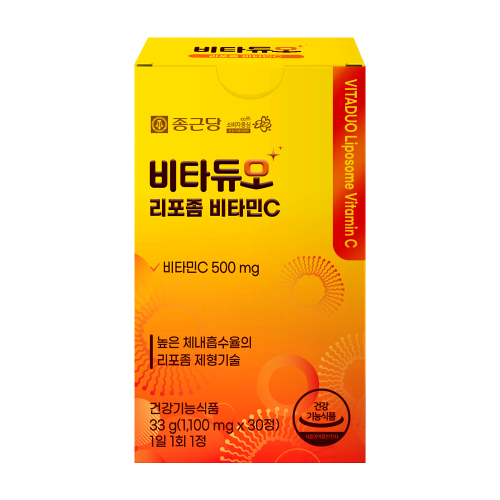 종근당 비타듀오 <b>리포좀 비타민C</b> 1100mg x 30정, 4개