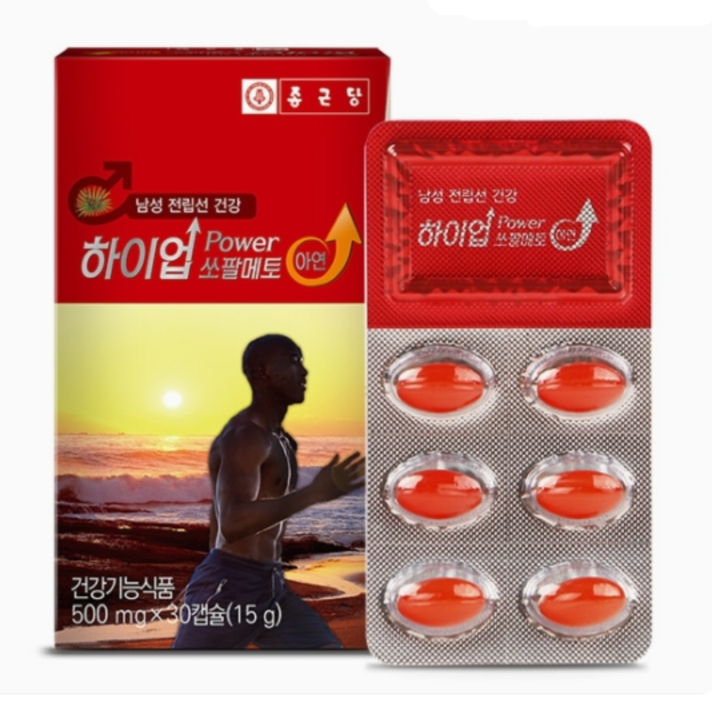 종근당건강 <b>하이업 쏘팔메토</b> 500mg x 30캡슐, 3개