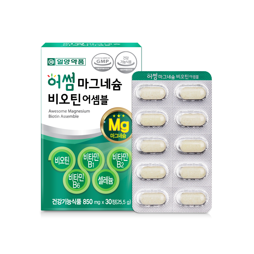 일양약품 어썸 마그네슘 비오틴 어셈블 850mg x 30정, 6개