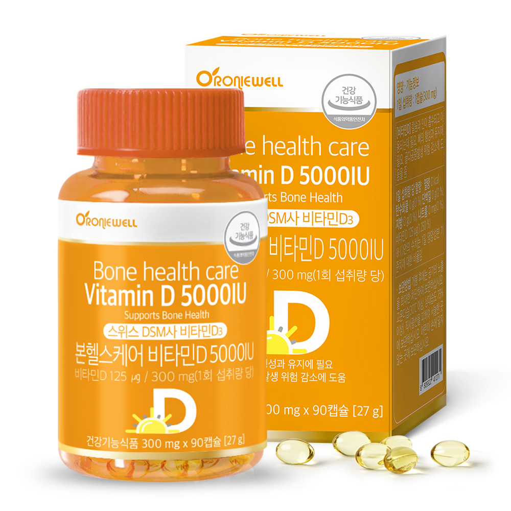 로니웰 본헬스<b>케어 비타민</b>D 5000IU 300mg x 90캡슐, 1개