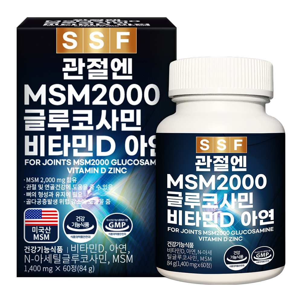 순수식품 관절엔 <b>MSM</b> 2000 글루코사민 비타민D 1400mg x 60정, 1개