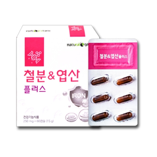 내츄럴플러스 철분 엽산 플러스 250mg x 60캡슐, 2개