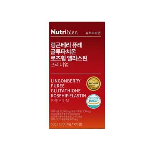 <b>링곤베리</b> 퓨레 글루타치온 로즈힙 엘라스틴 프리미엄 정 1000mg x 60정, 1개
