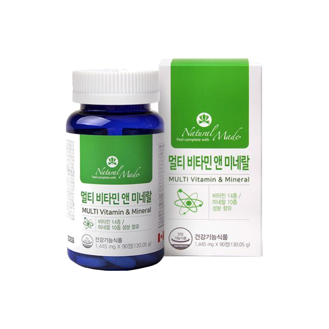 네츄럴<b>메이드</b> 멸티 비타민 앤 미네랄 1445mg x 90정, 1개