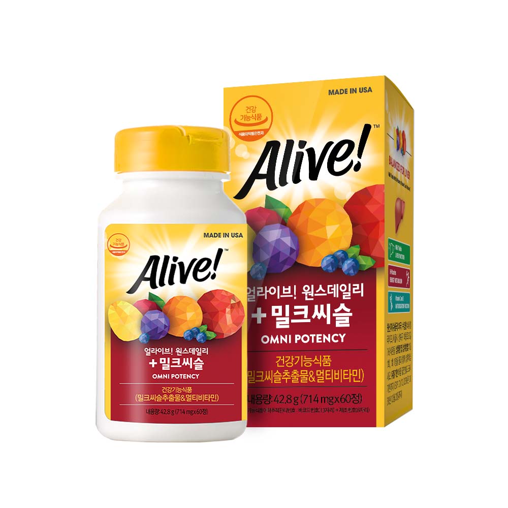 네츄럴라이프얼라이브 얼라이브 원스데일리 <b>밀크씨슬</b> 714mg x 60정, 1개