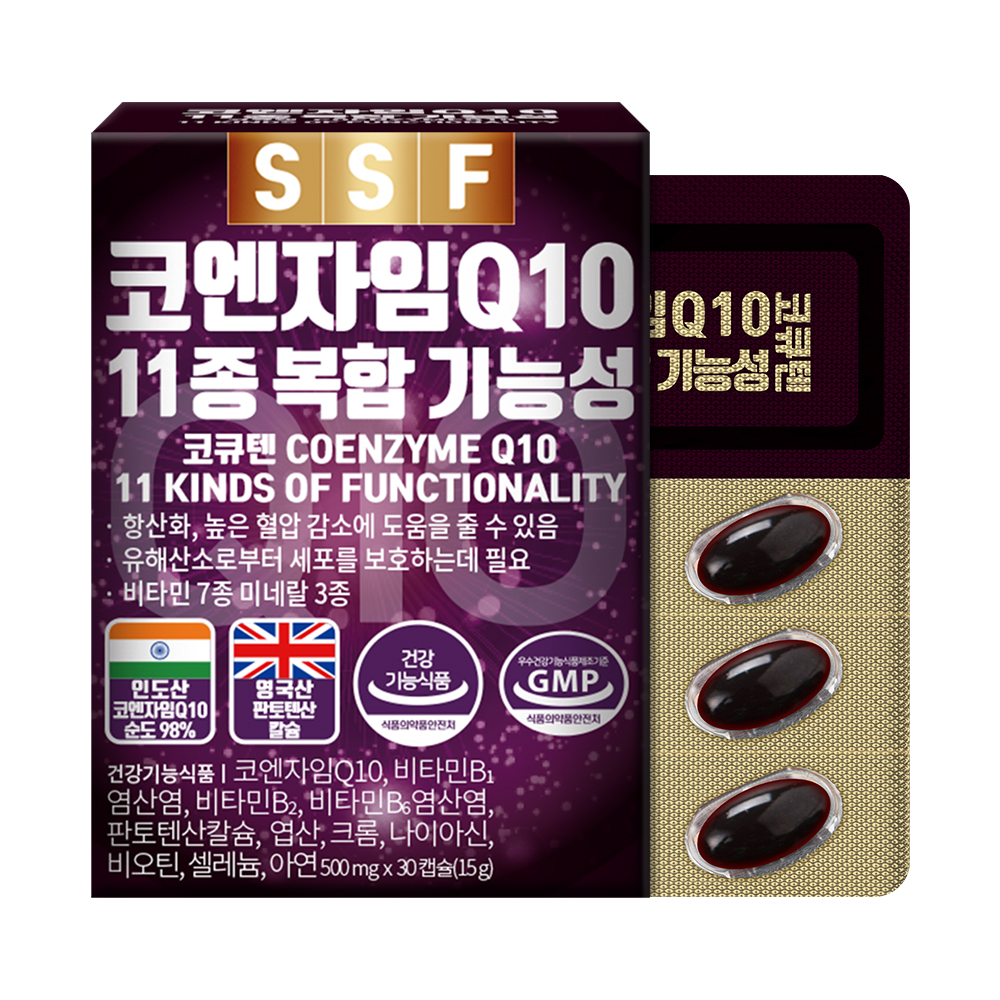 순수식품 <b>코엔자임</b>Q10 11종 복합 기능성 코큐텐 500mg x 30캡슐, 1개