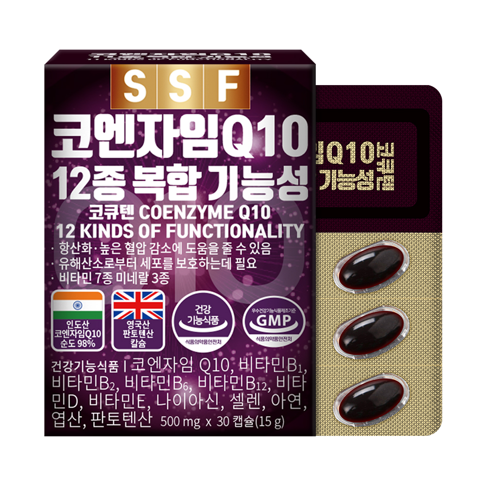 순수식품 <b>코엔자임</b>Q10 11종 복합 기능성 코큐텐 500mg x 30캡슐, 4개