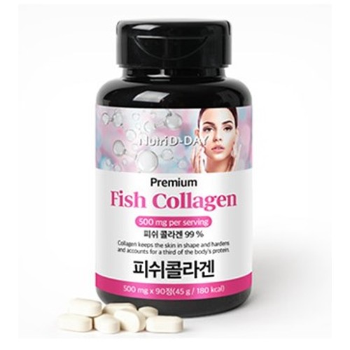 뉴트리디데이 프리미엄 저분자 <b>피쉬 콜라겐</b> 타블렛 500mg x 90정, 2개