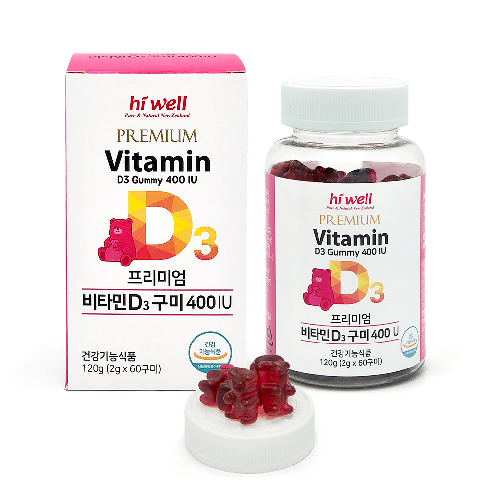 하이웰 프리미엄 <b>비타민D3</b> 구미 <b>400IU</b> 2g x 60구미, 2개