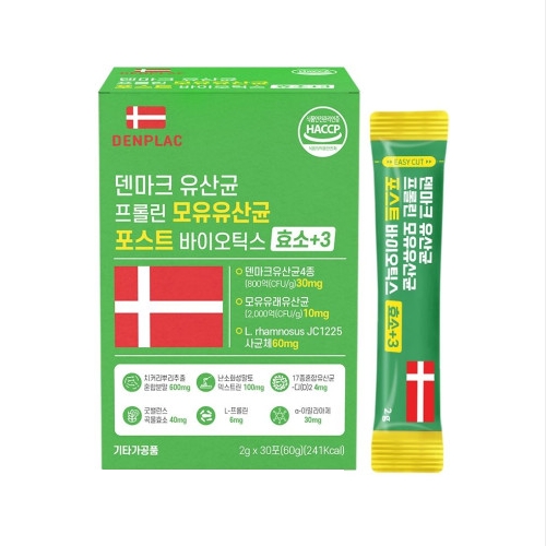 덴마크 유산균 프롤린 모유 유산균 포스트 바이오틱스 효소+3 2g x 30포, 4개