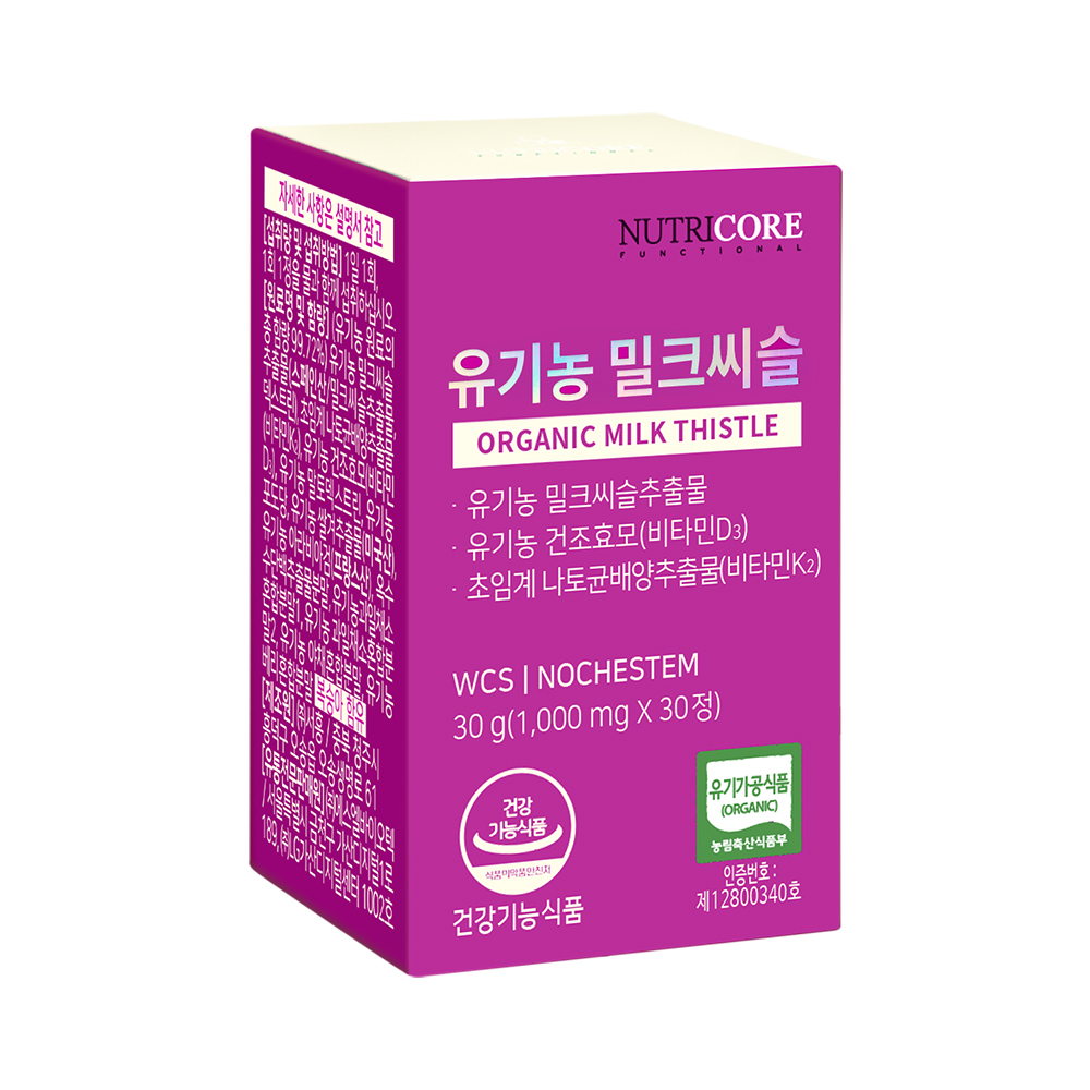 뉴트리코어 <b>유기농 밀크씨슬</b> 1000mg x 30정, 1개