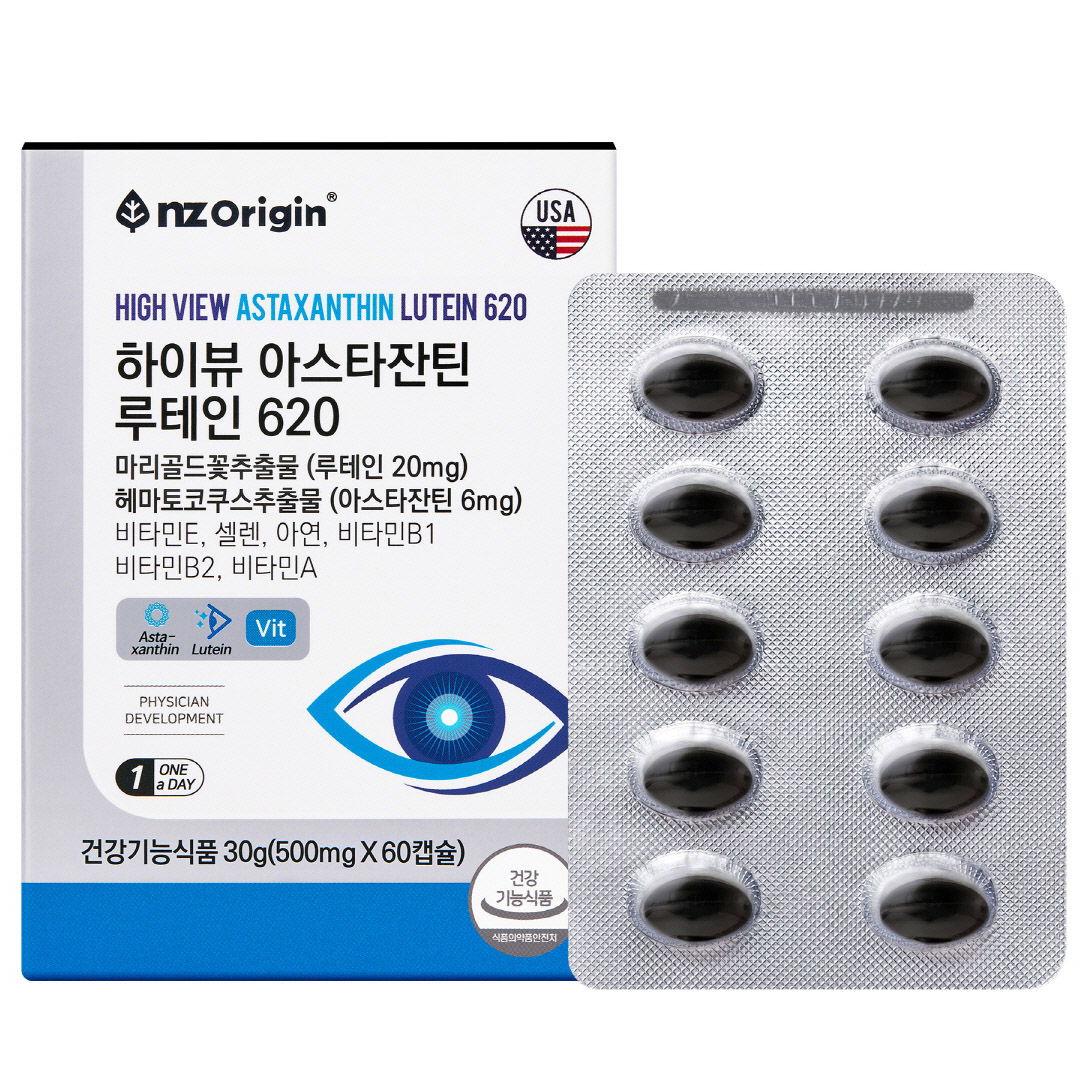 <b>엔젯오리진</b> 하이뷰 <b>아스타잔틴</b> 루테인 620 500mg x 60캡슐, 1개