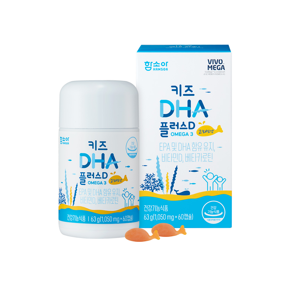 함소아 키즈 <b>DHA</b> 플러스D 1050mg x 60캡슐, 1개