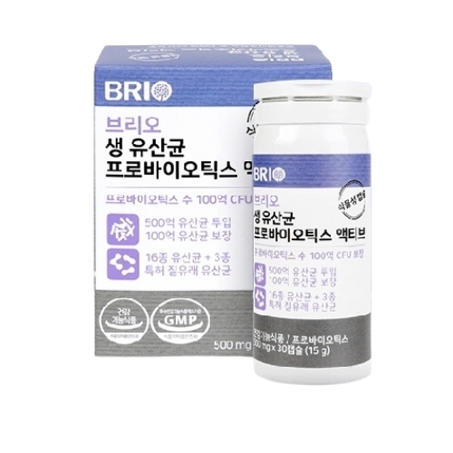 브리오 생 유산균 <b>프로바이오틱스 액티브</b> 500mg x 30캡슐, 3개