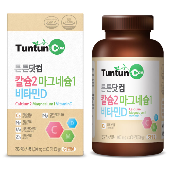 튼튼닷컴 칼슘2 마그네슘1 비타민D 1000mg x 360정, 1개