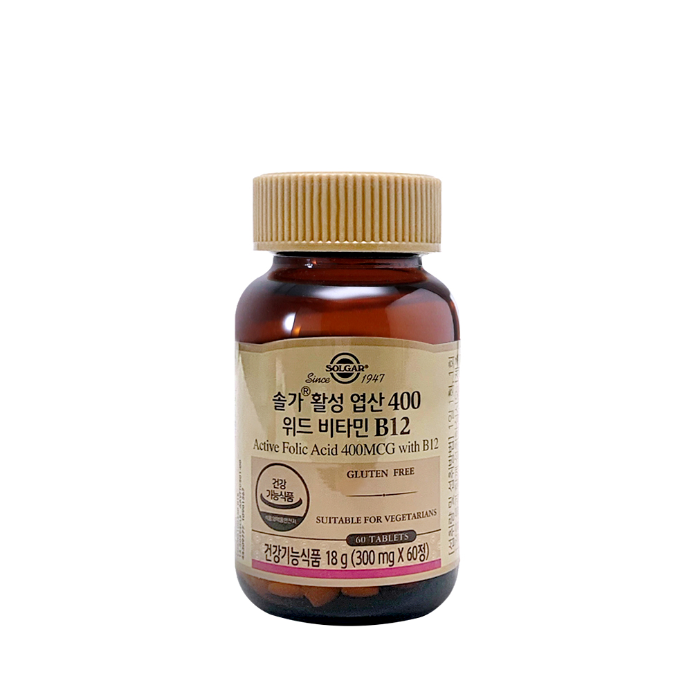 <b>솔가</b> 활성 <b>엽산</b> 400 위드 비타민 B12 300mg x 60정, 1개