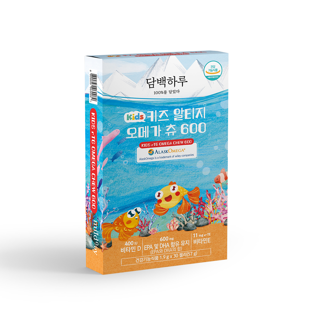 담백하루 <b>키즈</b> 알티지 오메가 츄 600 1.9g x 30<b>구미</b>, 4개
