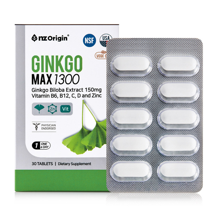 엔젯오리진 <b>징코맥스</b> 1300 1300mg x 30정, 3개