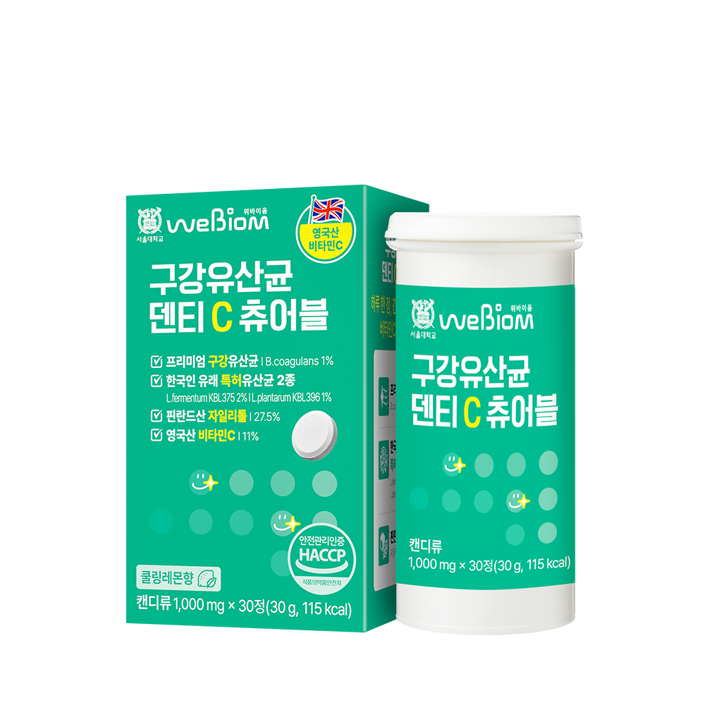 위바이옴 구강유산균 덴티 C 츄어블 1000mg x 30정, 3개