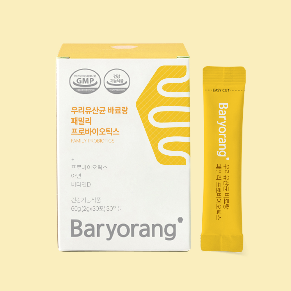 우리<b>유산균</b> 바료랑 <b>패밀리</b> 프로바이오틱스 2g x 30포, 4개