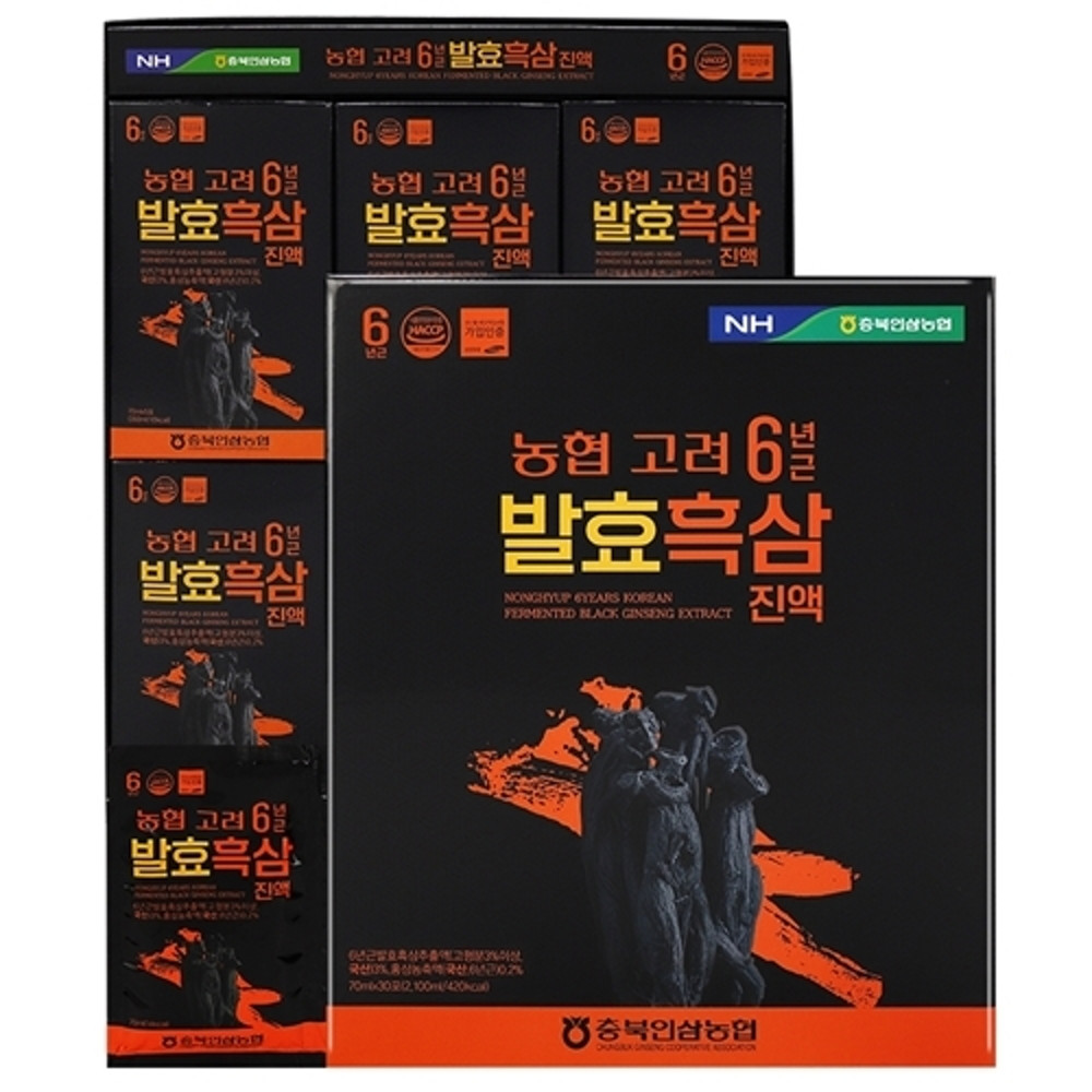 농협 고려6년근 발효흑삼<b>진액 70ml</b> x 30포, 2개