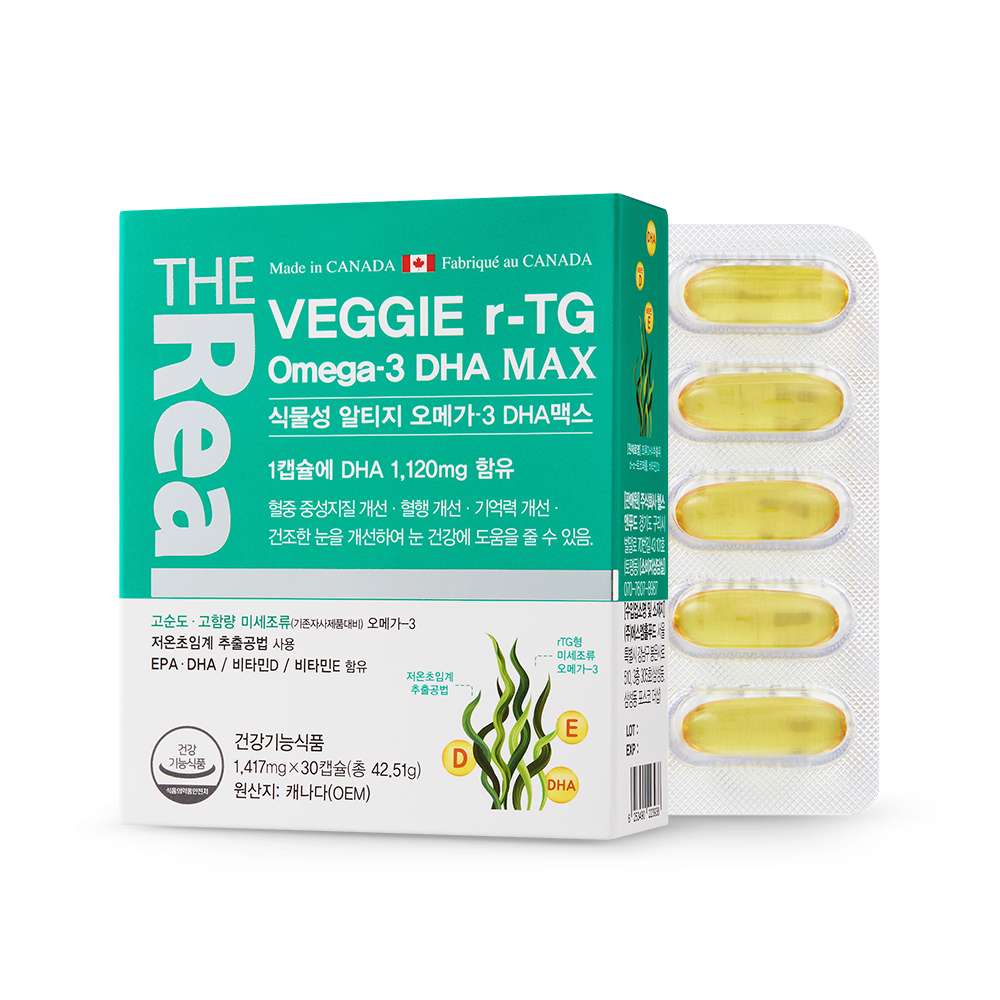 <b>더리얼</b> 식물성 알티지 <b>오메가3</b> DHA 맥스 1417mg x 30캡슐, 4개