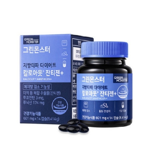 그린몬스터 지방타파 다이어트 칼로아웃 <b>잔티젠</b>+ 601mg x 14캡슐, 1개