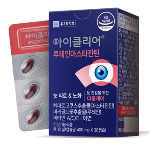 <b>종근당건강</b> 아이클리어 <b>루테인</b> 아스타잔틴 400mg x 30캡슐, 4개