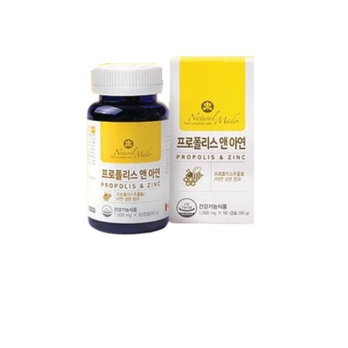 네츄럴<b>메이드</b> 프로폴리스 앤 아연 1000mg x 90캡슐, 1개