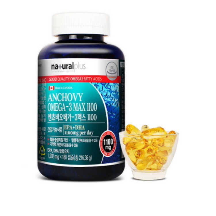 내츄럴플러스 <b>엔쵸비 오메가3 맥스</b>1100 1202mg x 180캡슐, 1개