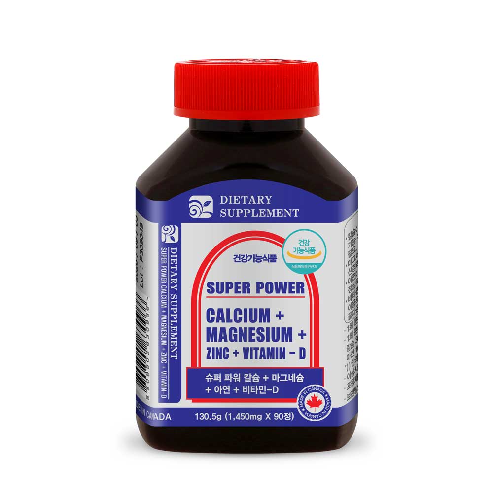 내츄럴365 <b>슈퍼 파워 칼슘 마그네슘 아연</b> 비타민D 1450mg x 90정, 1개