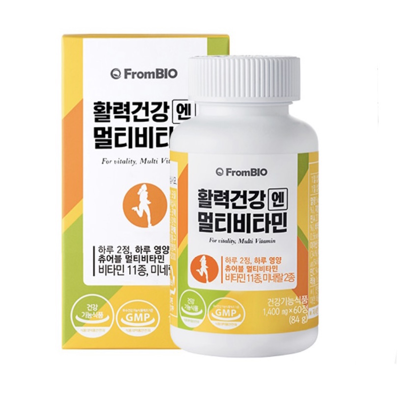<b>프롬바이오</b> 활력건강엔 멀티<b>비타민</b> 1400mg x 60캡슐, 2개