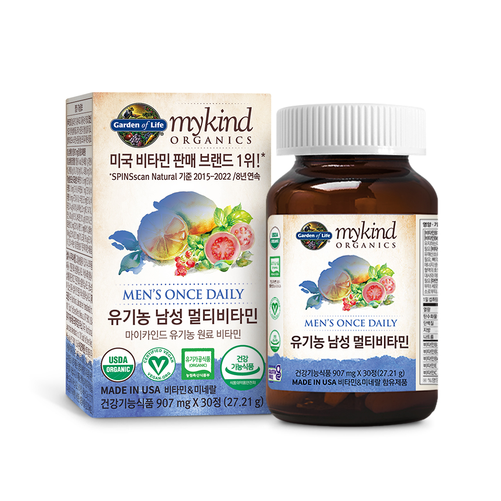 <b>마이카인드 유기농</b> 남성 멀티<b>비타민</b> 1498mg x 30정, 3개