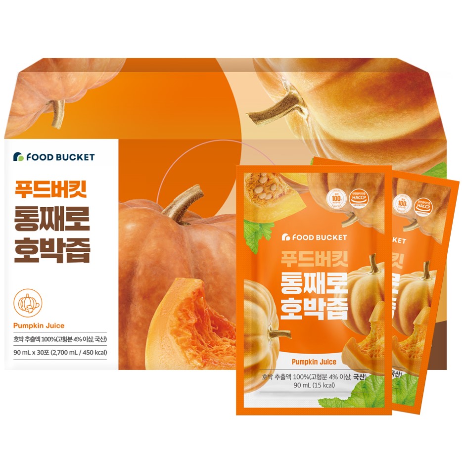 <b>푸드버킷</b> 통째로 호박즙 90ml x 30포, 1개