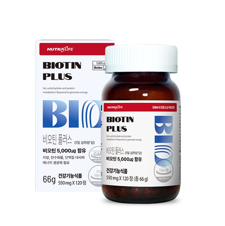 뉴트라라이프 <b>비오틴</b> 플러스 550mg x 120캡슐, 2개
